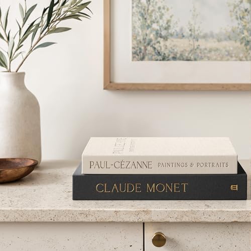 Faux Decor Book Storage Box for Decoration / Grey&beige - Mid Century / 2 Book Set / Set of 2