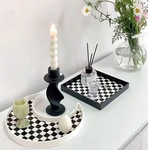 Decorative Organizer for Makeup / White Moon Checkered