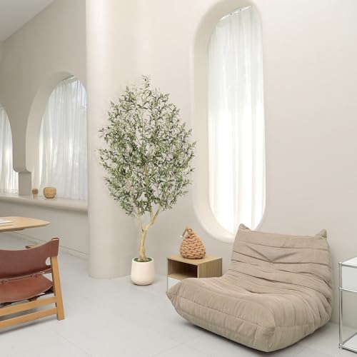Realead 7ft Artificial Olive Tree with Tall Exquisite Planter