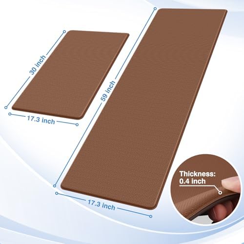 StepRite Kitchen Mats for Floor, 2-Pack Anti-Fatigue Rugs, Terracotta Brown