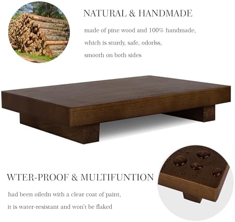 Bathroom Counter Organizer Wood Pedestal Stand Farmhouse Decorative Tray Soap / Walnut / 9 x 6 x 1.6