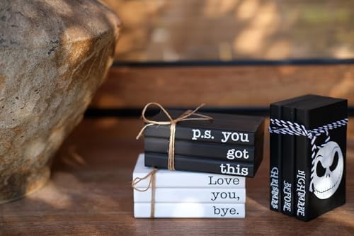 Cute Office Desk Decor, Inspirational Wooden Mini Faux Books for Decoration, Gifts for Women Kids - P.S. You Got This Sign, Black