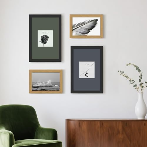 FrameWorks 24”x36” Wooden Poster Frame, Classic Natural Oak Matte Edged Frames w/Shatterproof Acrylic Glass, Photos