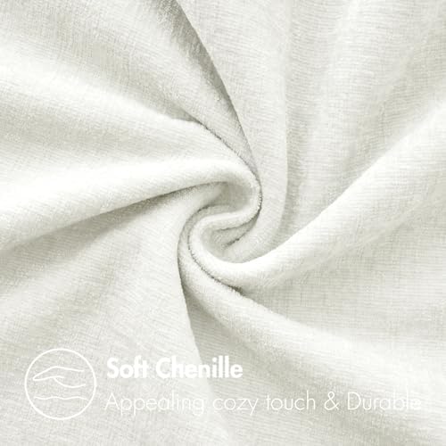 MIULEE Soft Chenille Throw Pillow Covers White 20x20 Inch Pack of 2