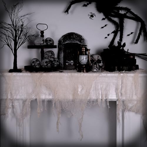 320 x 80 in Halloween Creepy Cloth for Yard and Outdoor Decorations,Beige