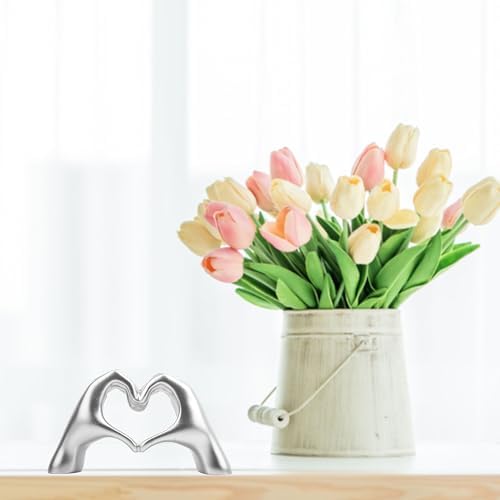 Small Heart Hands Sculpture Decor for Living Room Bedroom Bookshelf Coffe Table and Office Display, Love Finger Statue