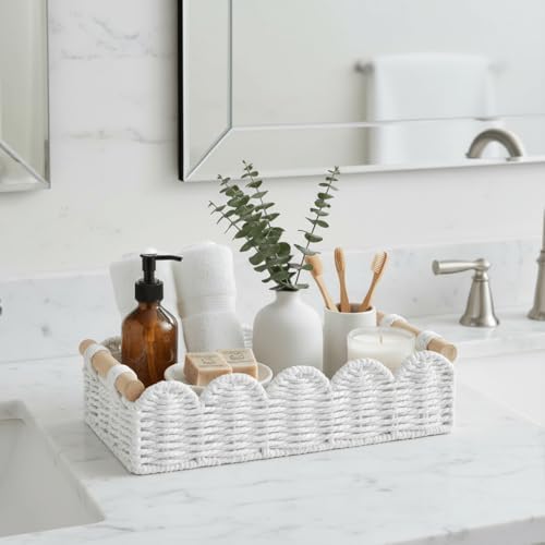 CubesLand Toilet Paper Storage Basket Organizer, Small Wicker Decor Basket