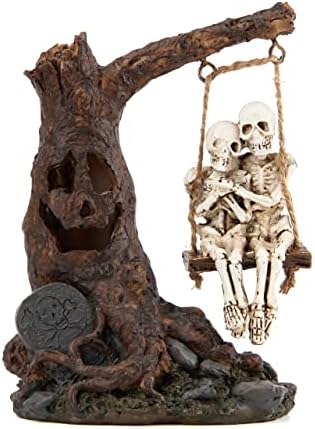 Halloween Skull Statue with Spooky LED Light for Home Indoor Decorations