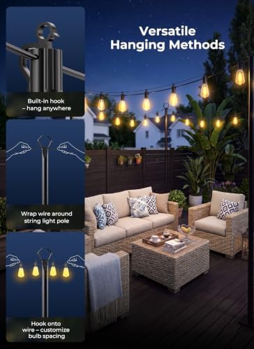 Brightown 108FT Solar String Lights Outdoor Waterproof, 26Hrs Runtime