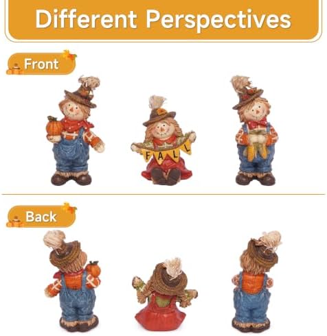 Fall Decorations for Home Scarecrow Decor Figurines Resin Tabletop Statue