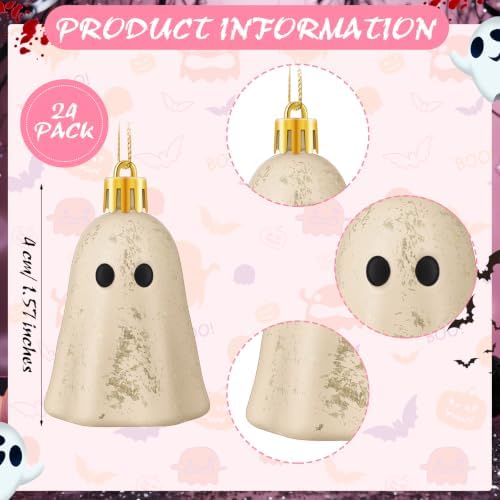 Tigeen 12 Pcs Farmhouse Halloween Tree Ornaments Neutral Ghost Ornaments for Tree Cute Plastic Halloween Hanging Decoration Decorative Mini Ghost for Home Party Supplies