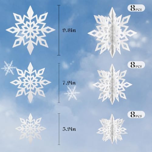 Christmas Hanging Snowflakes Winter Wonderland Decorations, White