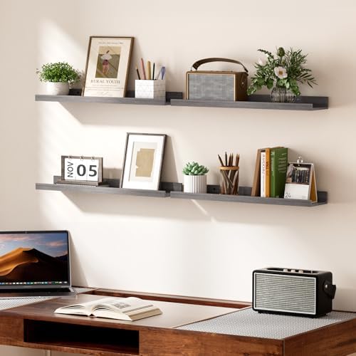 upsimples Floating Shelves for Wall Decor and Storage, Grey, 6Pcs 23.6''