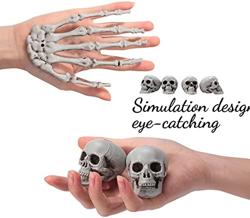 Sumind 8 Pcs Halloween Skeleton Hands Mini Skulls, Plastic Fake Decor