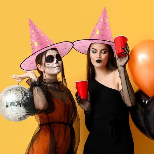 Newcotte 16 Pieces Witch Hats Halloween Costumes for Women Men Modern Witch Hats Fancy Dress Party Decorations
