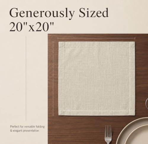 Urban Villa Cloth Napkins Cotton 20x20 (Set of 12) Beige/White