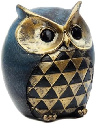 Owl Figurines / Owl Statue Home Decor / Blue
