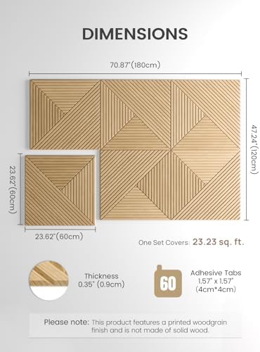 Fluxynara 6-Pack Large Felt Bulletin Board, Natural Oak Facet