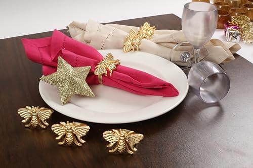 Lightnpro Gold Napkin Rings (Set of 12) - Coastal Christmas Table Decorations - Nautical Place Settings for Holiday Parties, Dinner, Kitchen & Home Dining - Perfect Wedding Ring Holder