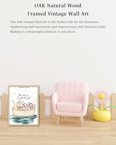 KensTro 12x16 Oak Framed Noah's Ark Child of God Wall Art