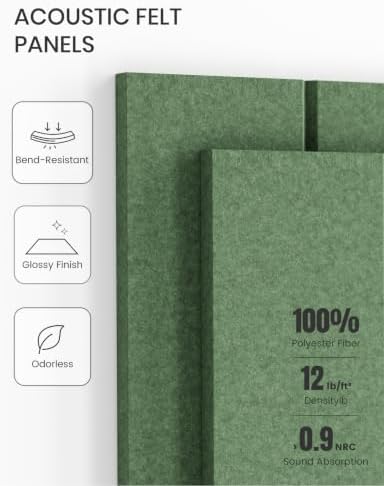 Fluxynara 36" x 24" Large Felt Bulletin Board, Moss Green