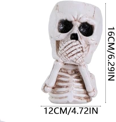 JOYO Halloween Planter Pot Decor - Skeleton Flower Planter Pot,Pumpkin Bucket Vase,Cute Skull Bucket Vase,Skull Candy Bowl Gothic Ornaments for Home Indoor Outdoor Garden (02 Cute Skull)