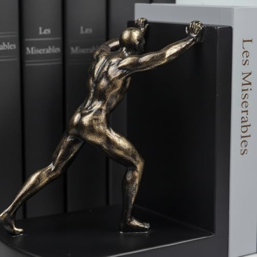 Bookends / Man Decorative Book Ends / Push Man