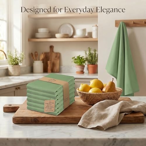 Urban Villa Kitchen Towels Cotton Dish Towels 20”x30” (Set of 6) Green