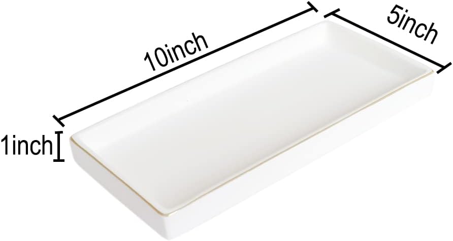 Ceramic Bathroom Tray for Countertop / White / 10 x 5