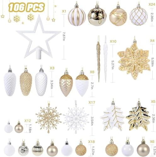 SHareconn 106 PCS Christmas Ball Ornaments for Christmas Tree Decorations