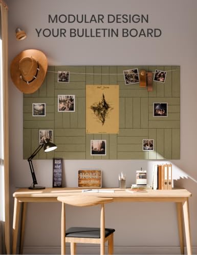 Fluxynara 36" x 24" Large Felt Bulletin Board, Olive Green