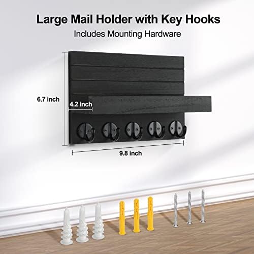 Lwenki Key Holder for Wall, Decorative Key and Mail Holder with Shelf Has Large Hooks for Bags, Coats, Umbrella –