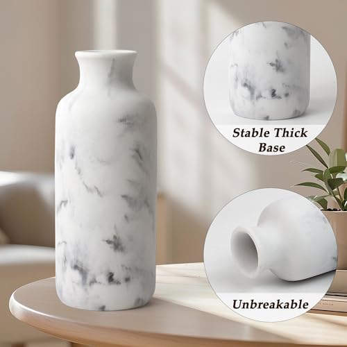 Resin 3 Piece Vase Set / White Marble Look
