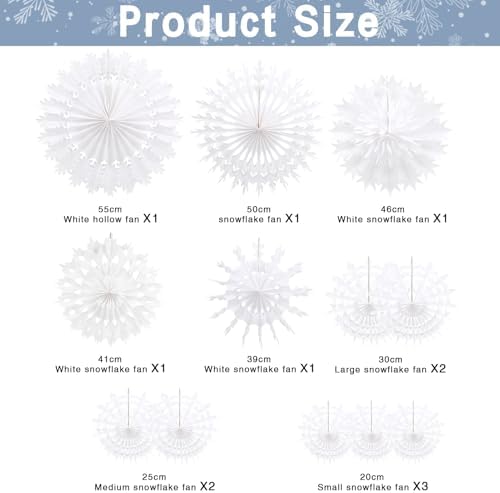 BestoFun 12 PCS White Paper Snowflake Decorations Frozen Birthday Party Supplies Winter Wonderland Party Decorations Christmas Large Snowflake Decorations Hanging Snowflake Decorations