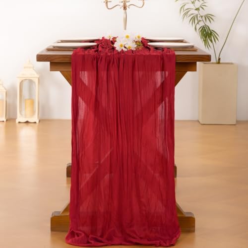 Cheesecloth Table Runner Fall Red Boho Wedding Birthday Party Home Decor