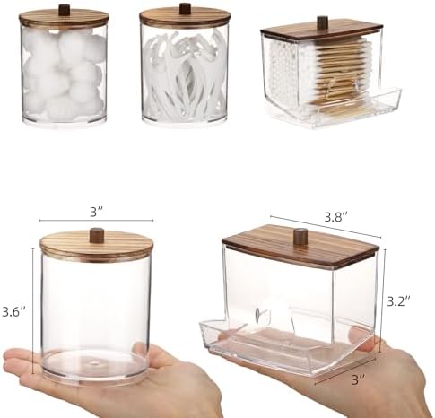 Tbestmax Qtips Dispenser Bathroom Container, 10/12 oz Big Cotton Ball Holder, Apothecary Jar Organizer for Storage