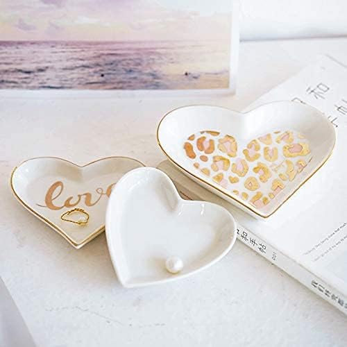 Ceramic Heart Shape Jewelry Trays Jewelry Dishes Ring Holders Storage / White / Set of 6
