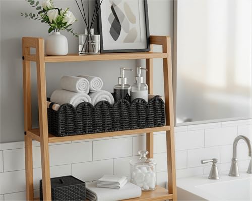 Toilet Paper Storage Basket Scalloped Edge Home Decor Basket / Black / 14 x 6.3 x 3.9 / M - In
