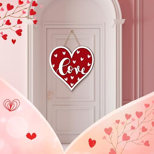 Boao Welcome Valentine's Day Wooden Door Hanging Sign Decor