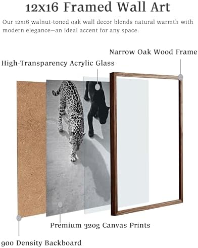 EcoHest 12x16 in Cheetah and Jaguar Walking Framed Wall Art
