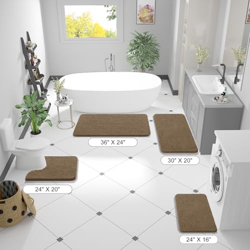 OLANLY Large Bathroom Rugs 40x32, Extra Soft Absorbent Chenille Bath Rugs