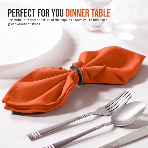Utopia Home [12 Pack, Orange] Cloth Napkins 20x20 Inches, 100% Polyester