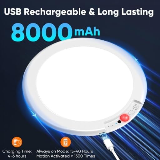Rechargeable Motion Sensor Ceiling Light, Battery Operated Closet Light