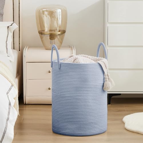 YOUDENOVA Cotton Rope Laundry Hamper Basket, 58L Blanket Basket for Nursery