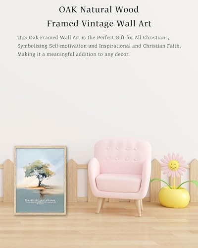 KensTro 12x16 Oak Framed Christian Wall Art, Oaks of Righteousness