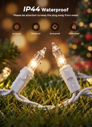Minetom Warm White Christmas String Lights 100 Count 20 Feet, White Wire