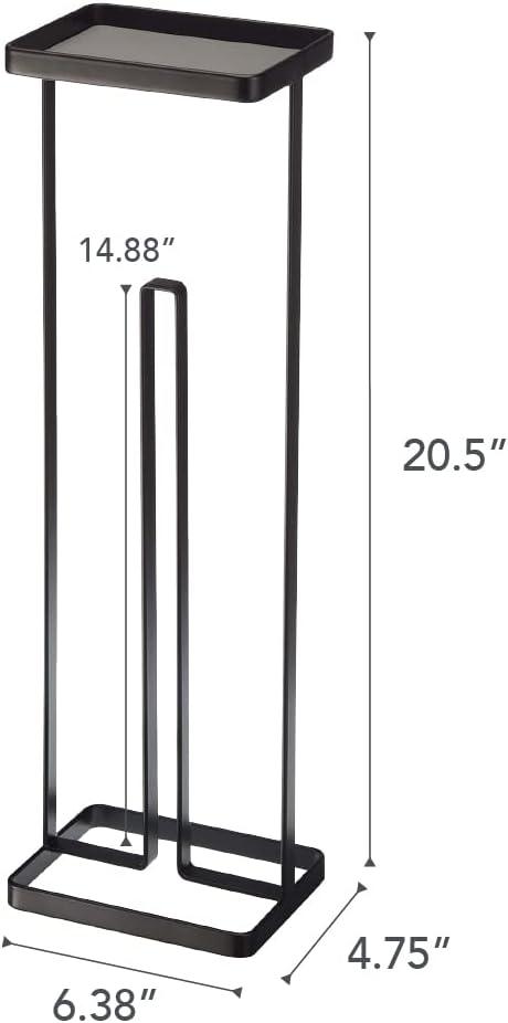YAMAZAKI Home Tower Roll Paper Stand with Tray - Steel - Holds 3 Toilet Paper Rolls | Sturdy steel roll paper stand
