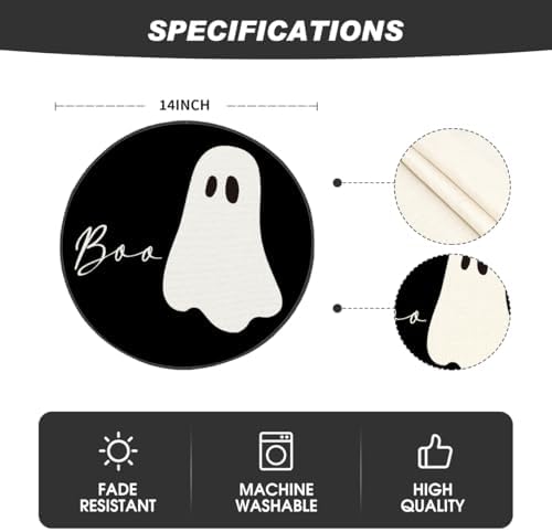 Artoid Mode Boo Ghosts Halloween Round Placemats Set of 6-14 Inch