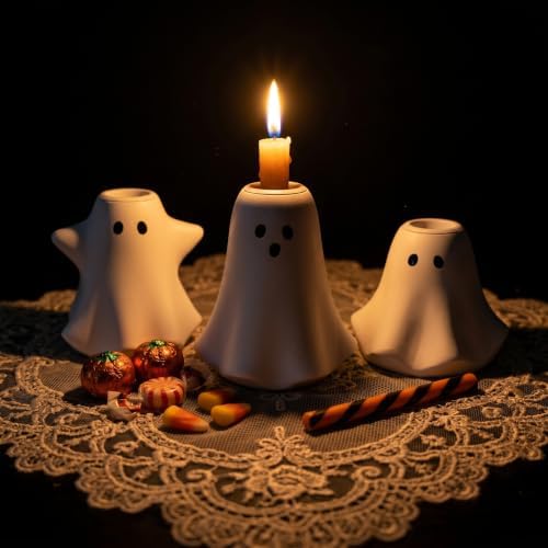 Halloween Ghost Taper Candle Holder, Spooky Halloween Candlestick Holders