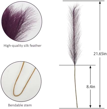 obbsie 50PCS Purple Faux Pampas Grass Decor, 21.6" Fluffy Vase Filler